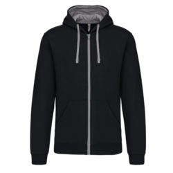 Sweat-shirt zipp&eacute; capuche contrast&eacute;e POITIERS
